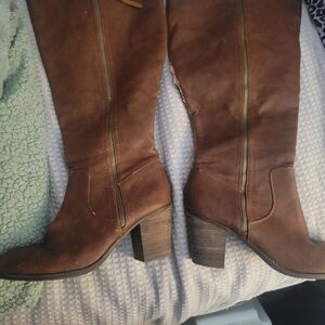 Brown Leather Knee-High Boots